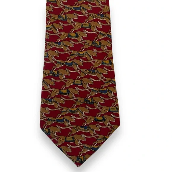 Salvatore Ferragamo Silk Necktie Red Circus Tigers Print Made in Italy Luxury - Picture 5 of 5